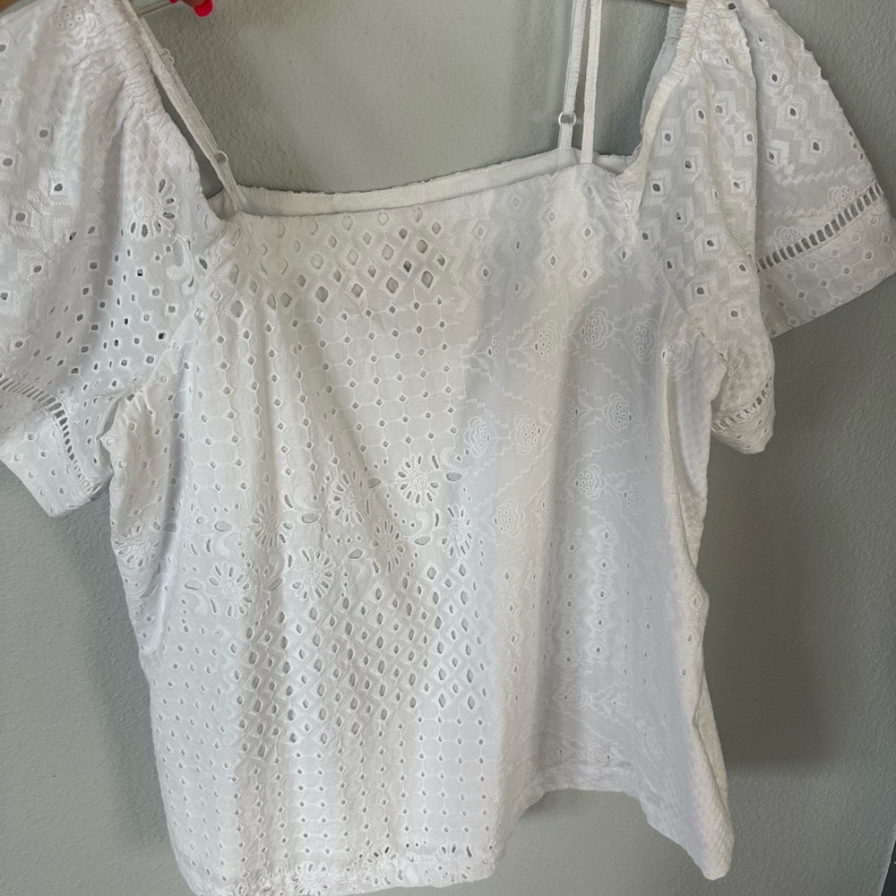 Talbots white Eyelet summer top